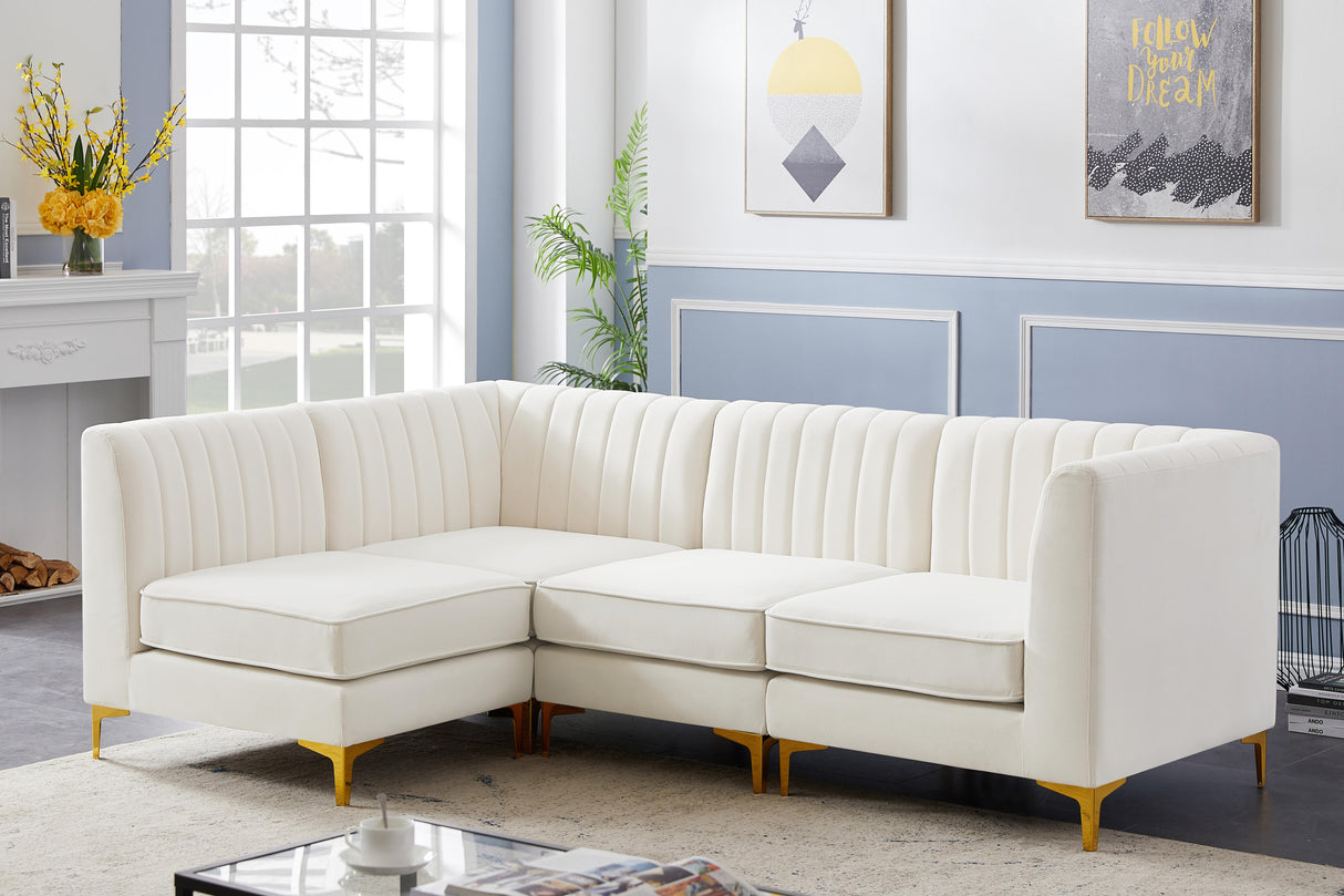 Alina Cream Velvet Modular Sectional - galleria furniture outlet
