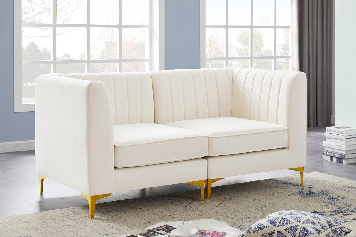 Alina Cream Velvet Modular Sofa - galleria furniture outlet