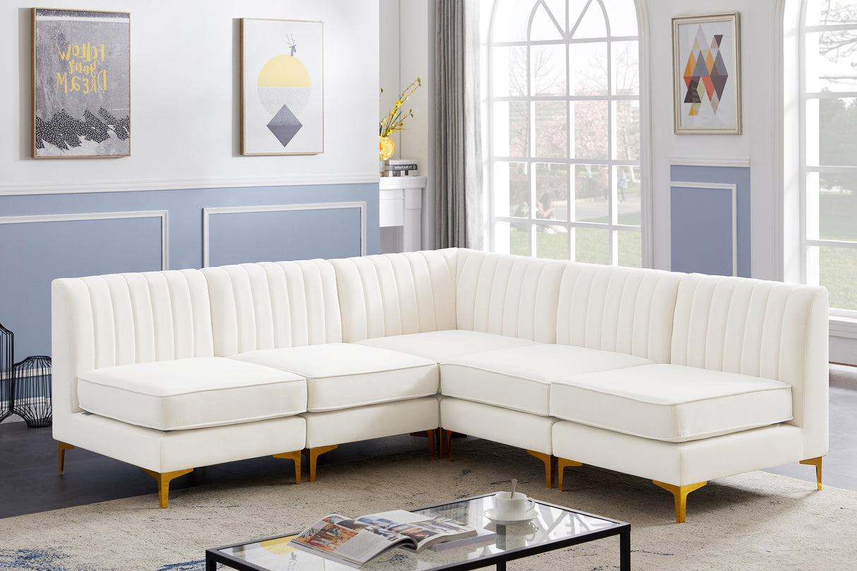Alina Cream Velvet Modular Sectional - galleria furniture outlet