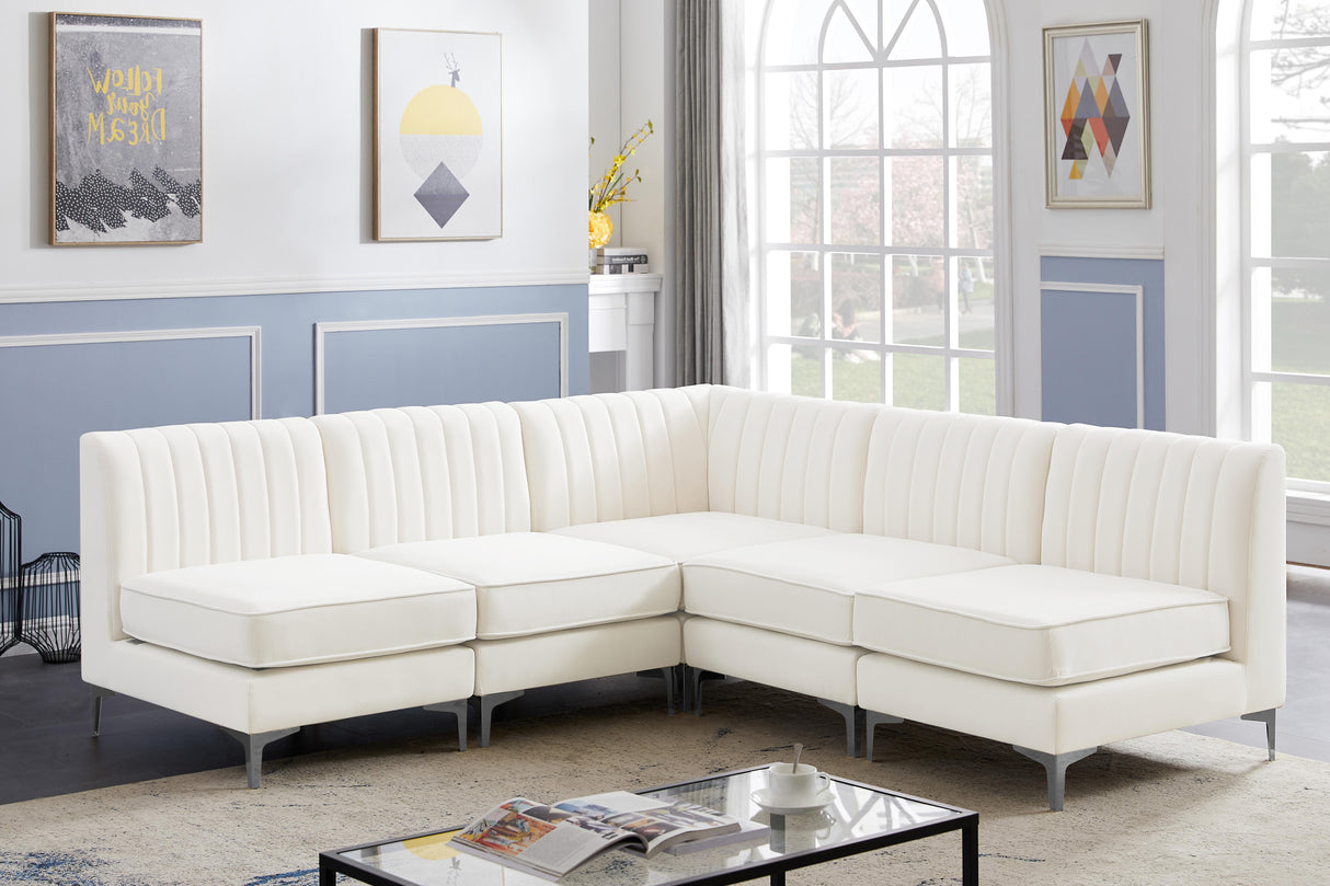 Alina Cream Velvet Modular Sectional - galleria furniture outlet