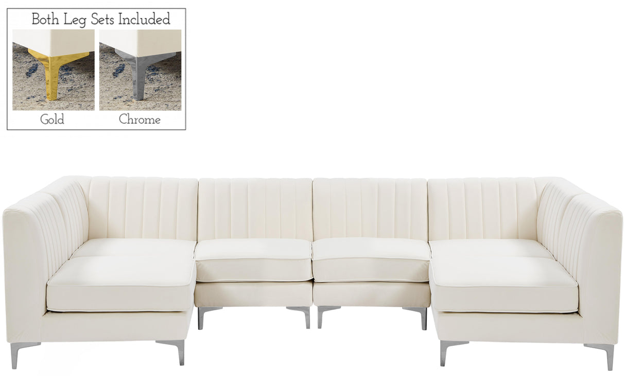 Alina Cream Velvet Modular Sectional - galleria furniture outlet