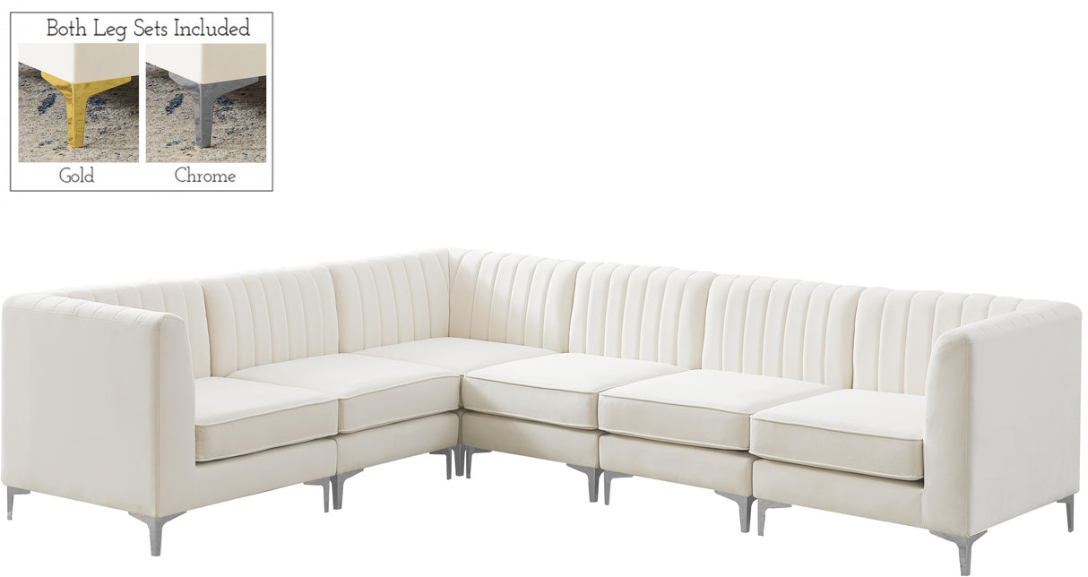 Alina Cream Velvet Modular Sectional - galleria furniture outlet