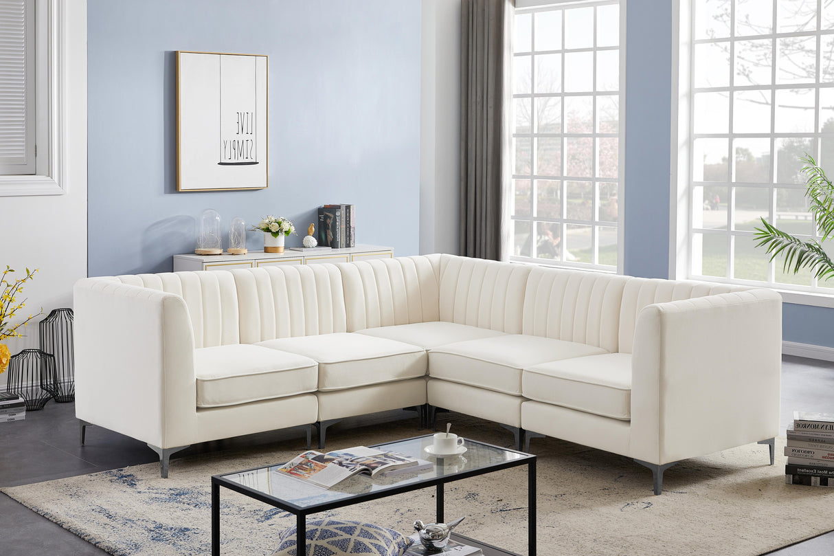 Alina Cream Velvet Modular Sectional - galleria furniture outlet