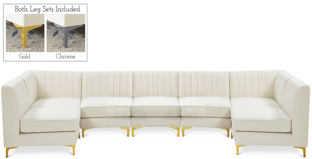 Alina Cream Velvet Modular Sectional - galleria furniture outlet
