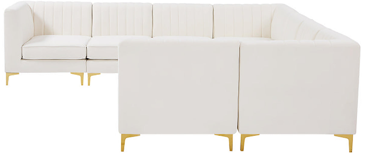 Alina Cream Velvet Modular Sectional - galleria furniture outlet