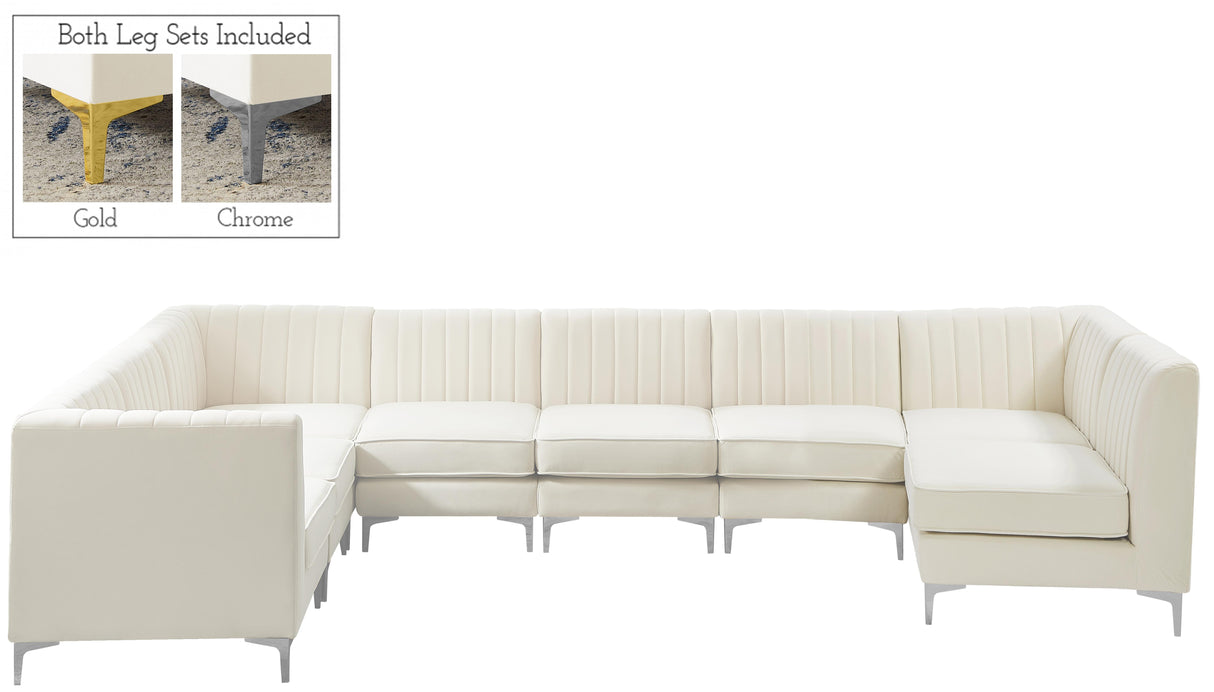Alina Cream Velvet Modular Sectional - galleria furniture outlet