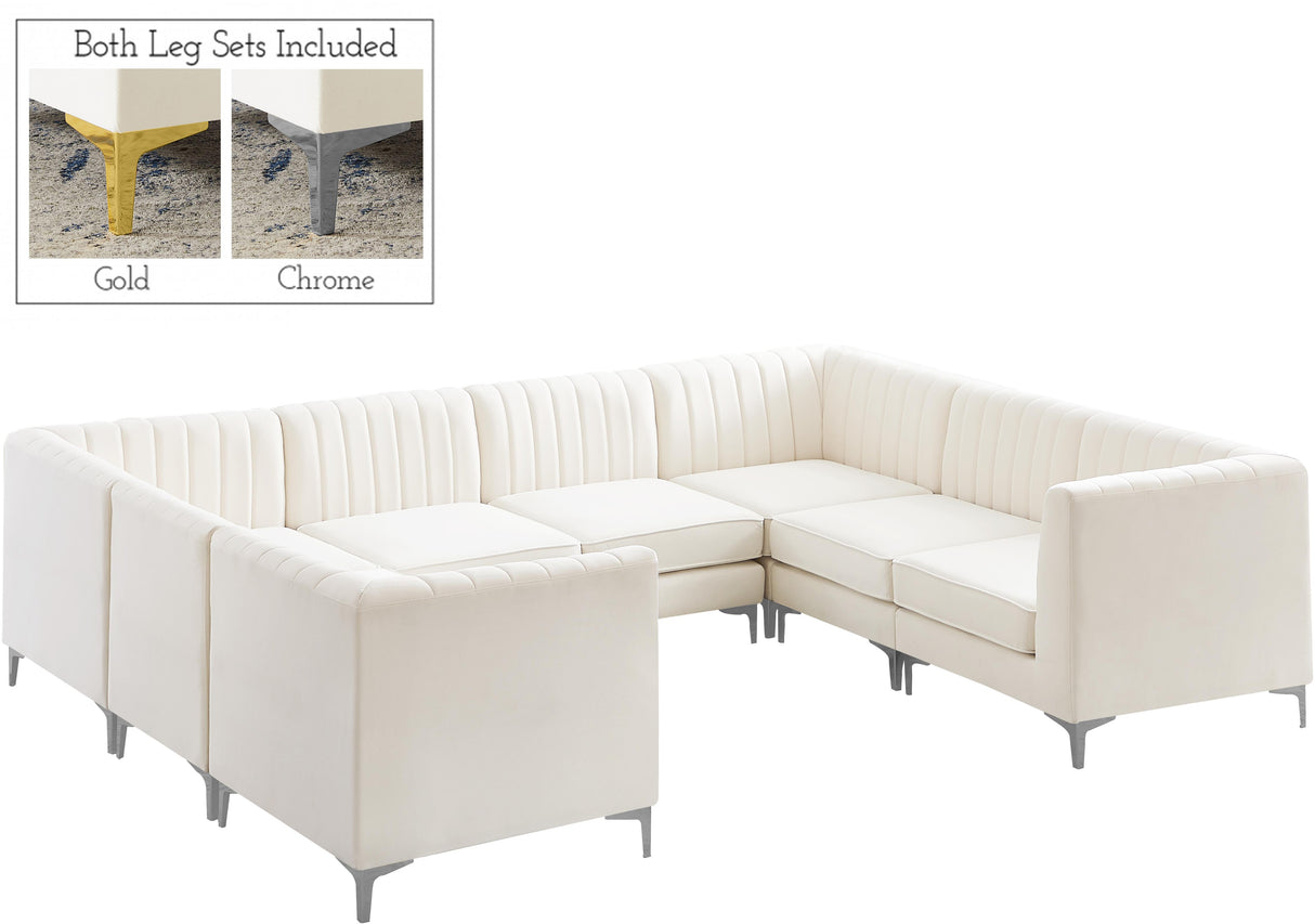 Alina Cream Velvet Modular Sectional - galleria furniture outlet