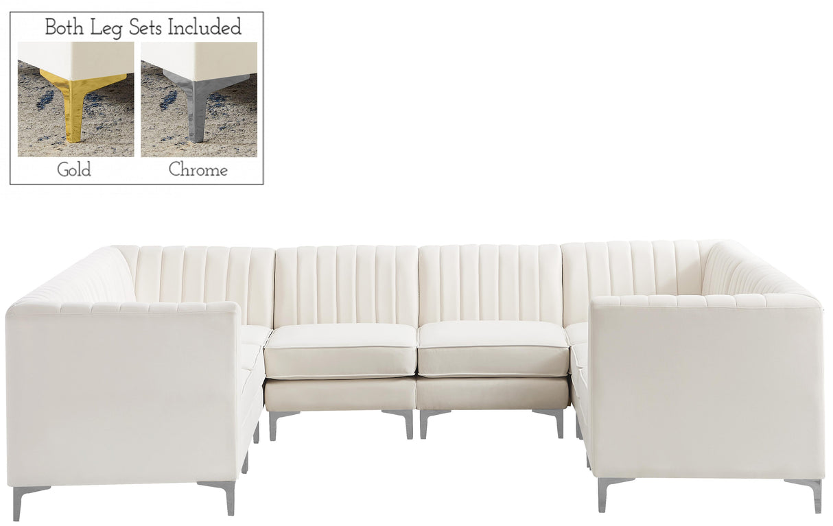 Alina Cream Velvet Modular Sectional - galleria furniture outlet
