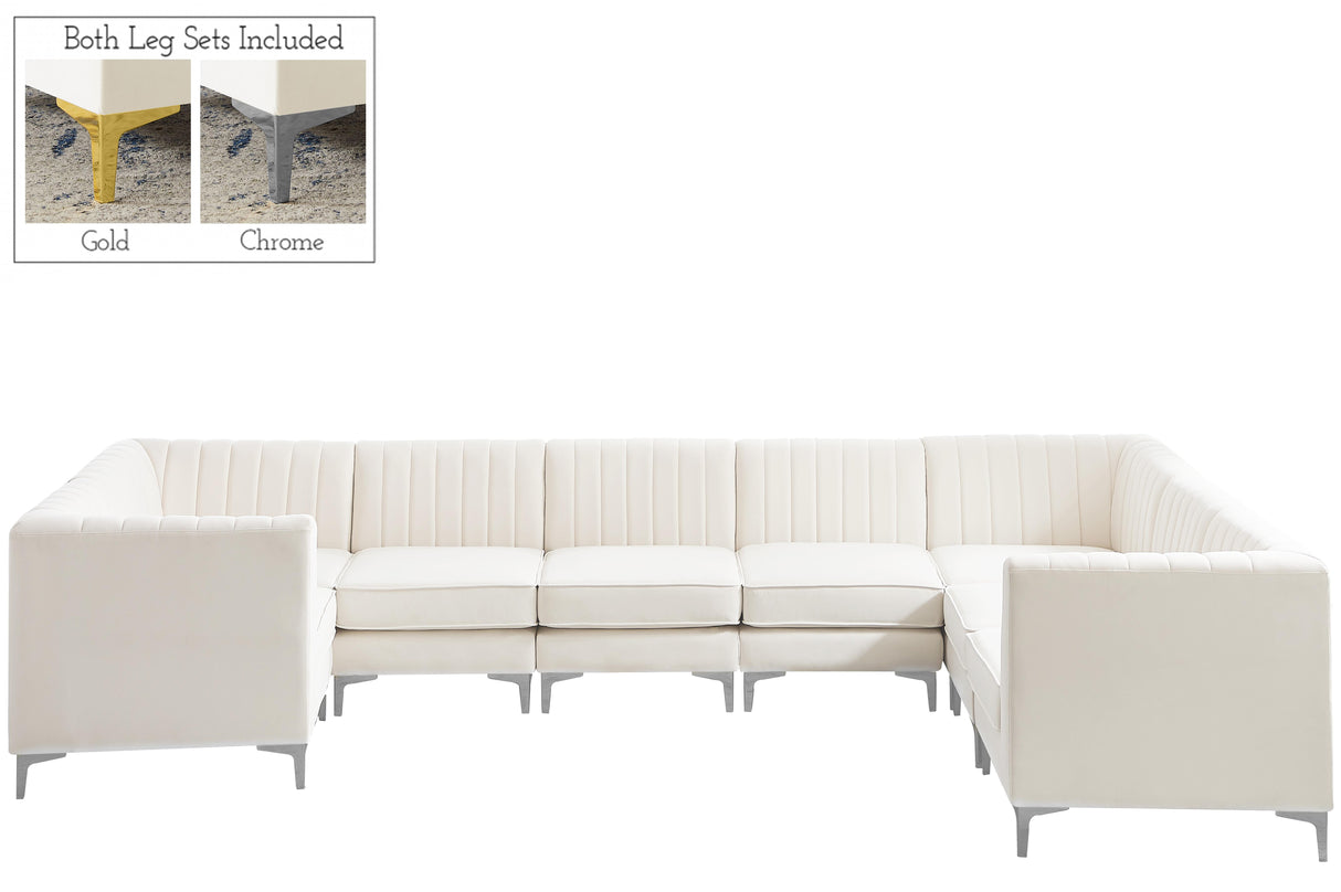 Alina Cream Velvet Modular Sectional - galleria furniture outlet
