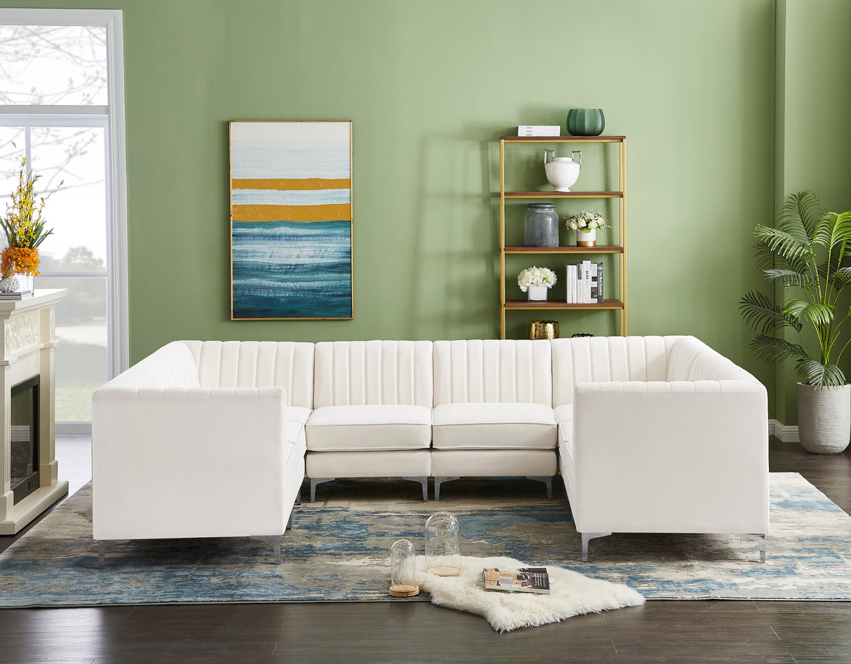 Alina Cream Velvet Modular Sectional - galleria furniture outlet