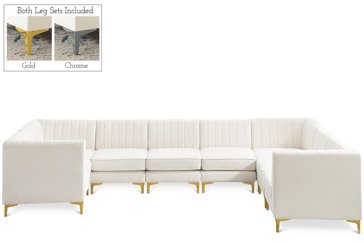 Alina Cream Velvet Modular Sectional - galleria furniture outlet