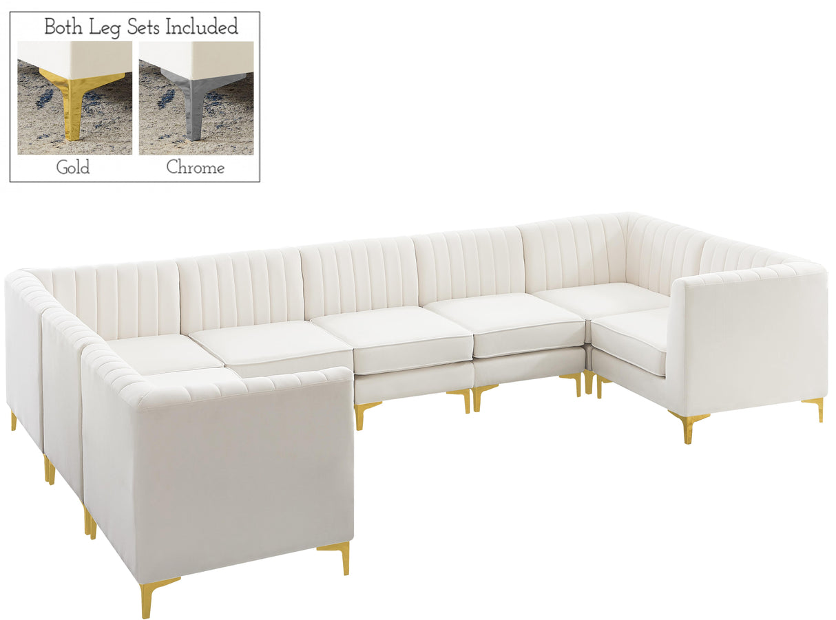 Alina Cream Velvet Modular Sectional - galleria furniture outlet