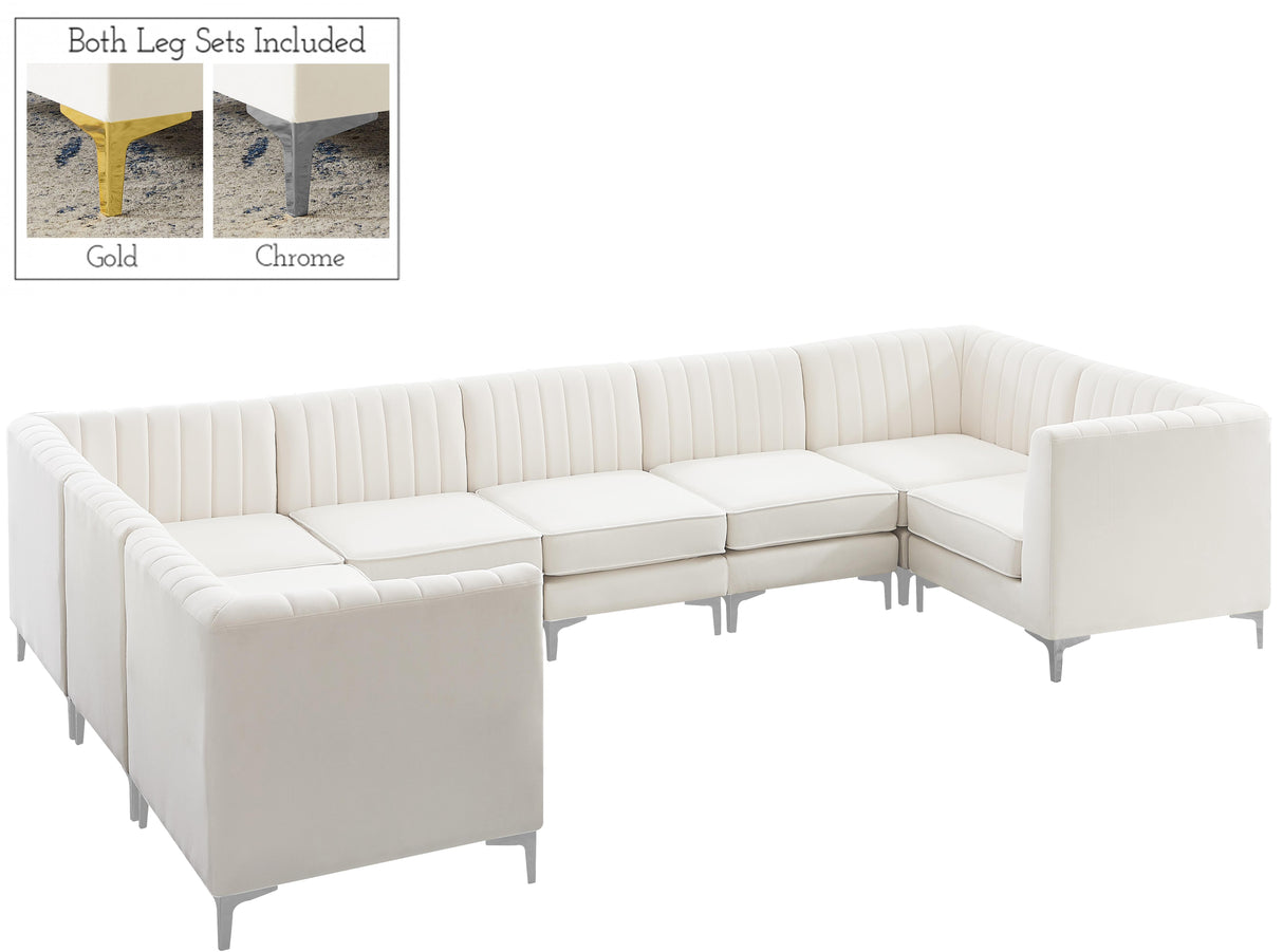 Alina Cream Velvet Modular Sectional - galleria furniture outlet