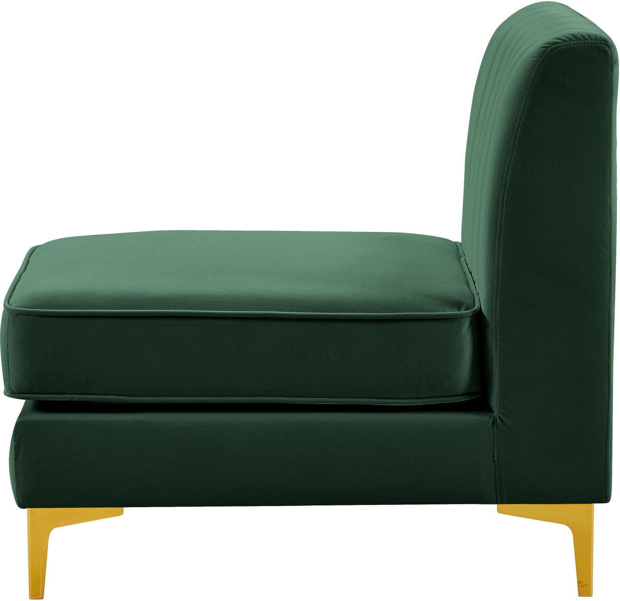 Alina Green Velvet Armless Chair - galleria furniture outlet