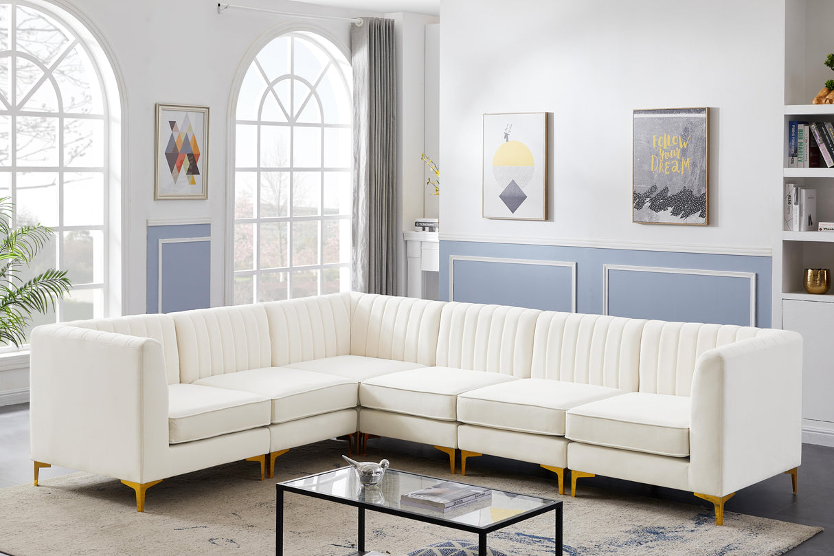 Alina Cream Velvet Modular Sectional - galleria furniture outlet