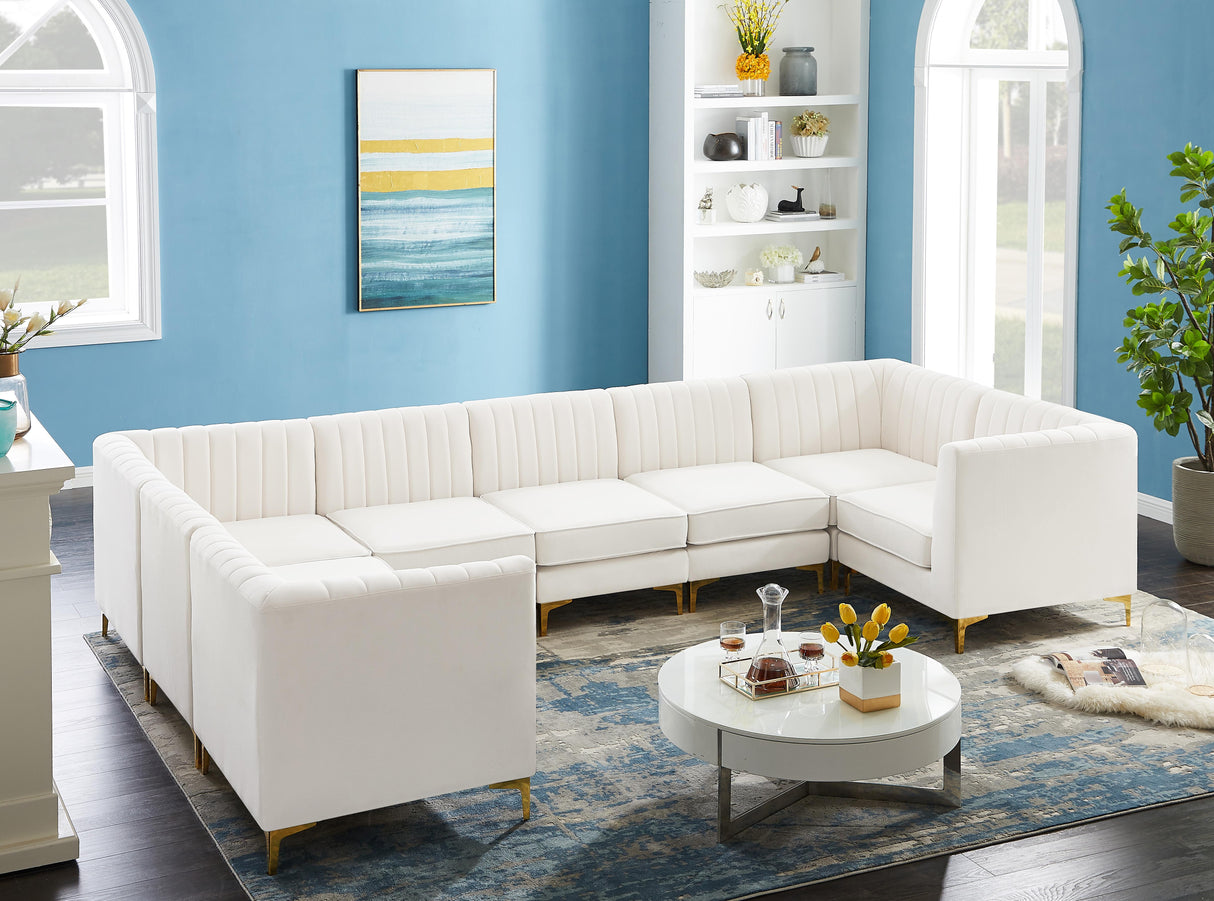 Alina Cream Velvet Modular Sectional - galleria furniture outlet