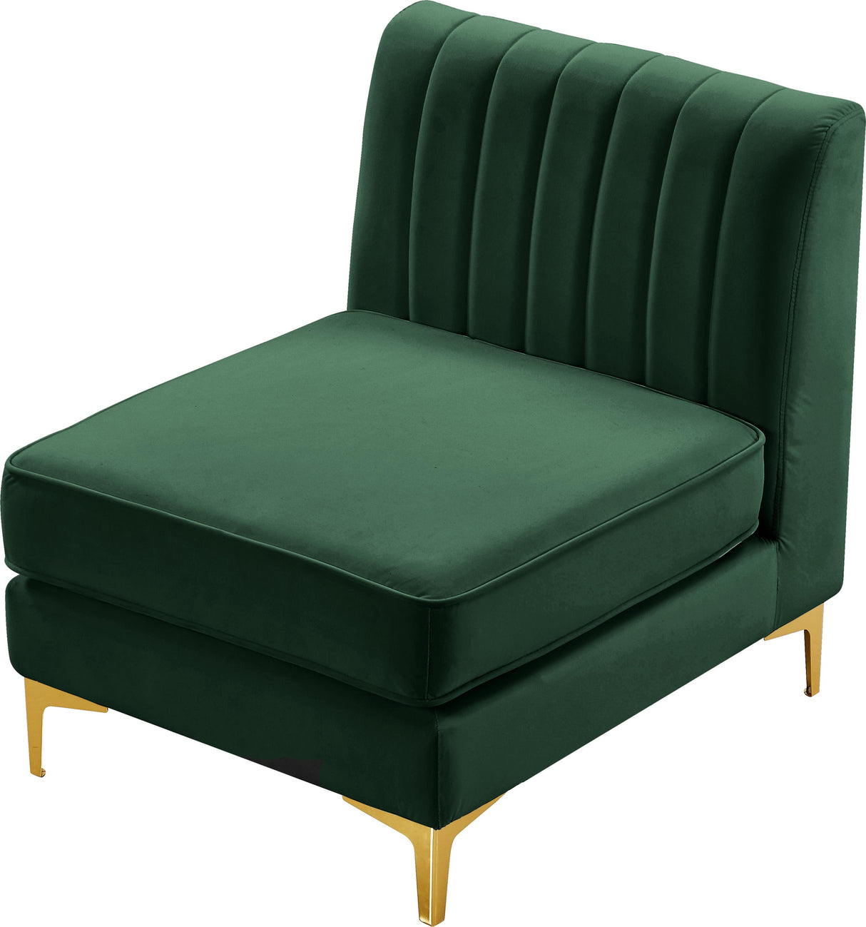 Alina Green Velvet Armless Chair - galleria furniture outlet