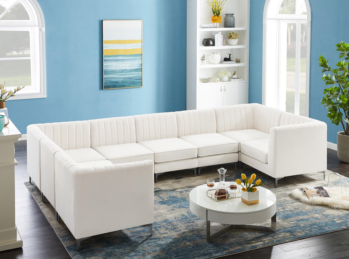 Alina Cream Velvet Modular Sectional - galleria furniture outlet