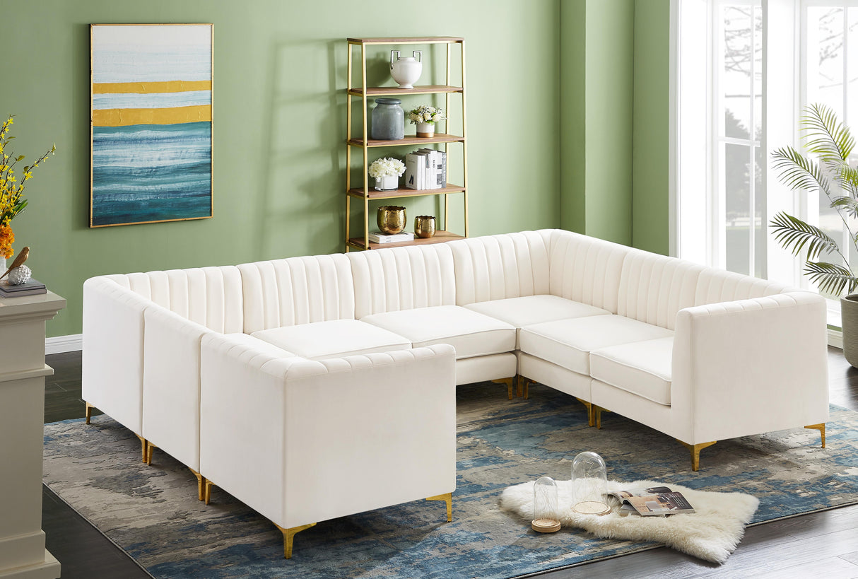 Alina Cream Velvet Modular Sectional - galleria furniture outlet