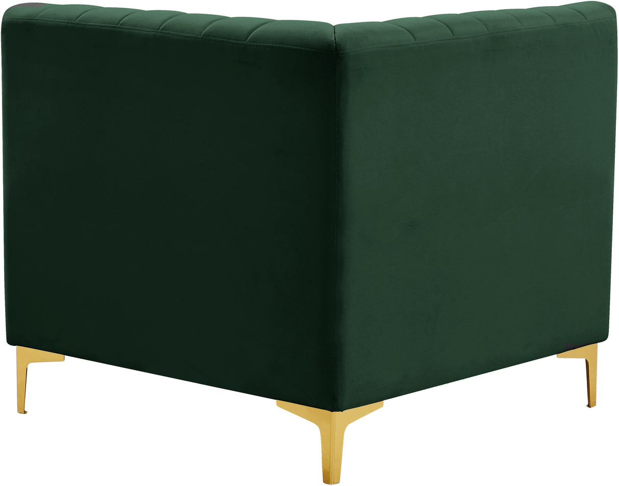 Alina Green Velvet Corner Chair - galleria furniture outlet