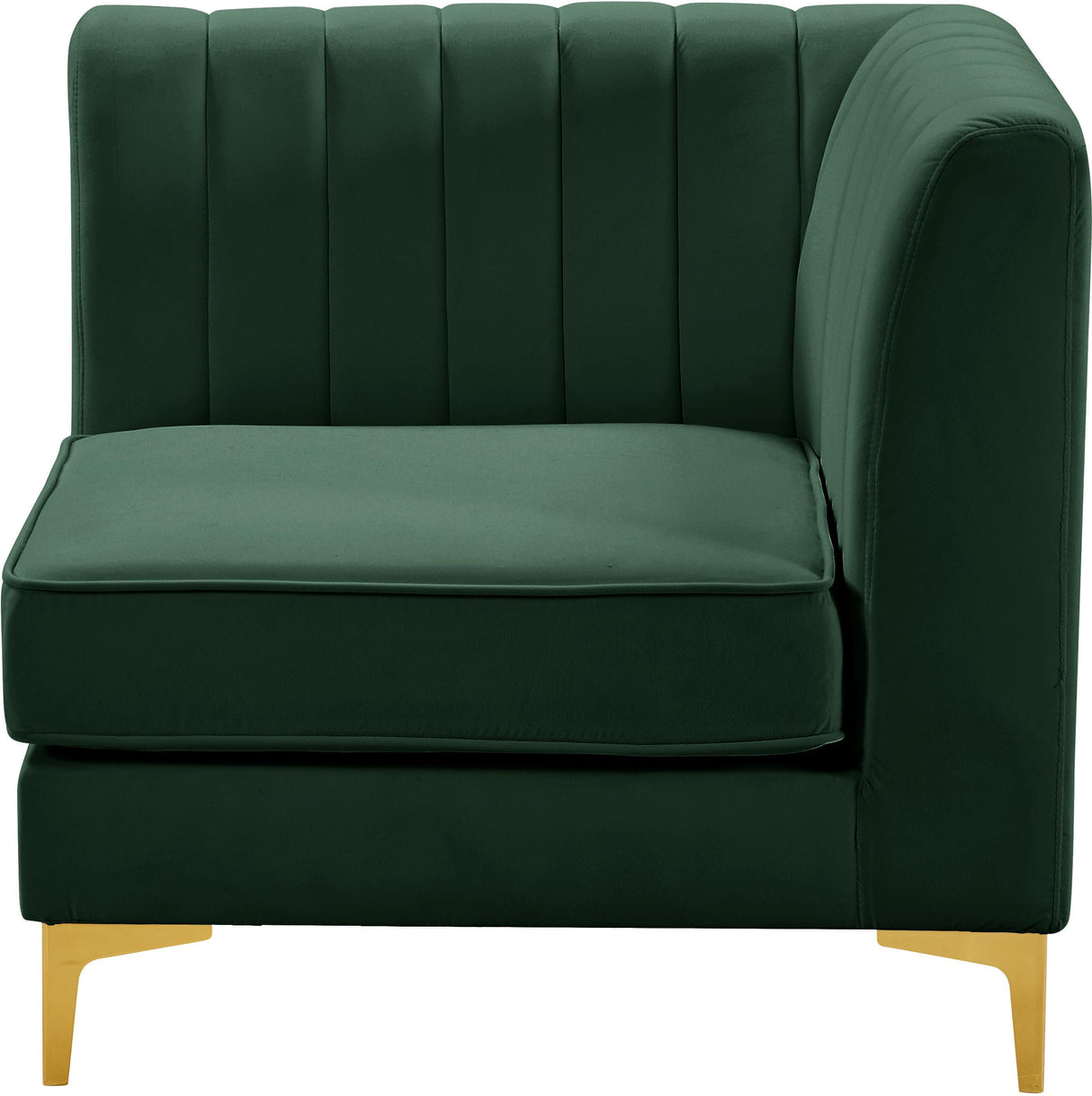 Alina Green Velvet Corner Chair - galleria furniture outlet