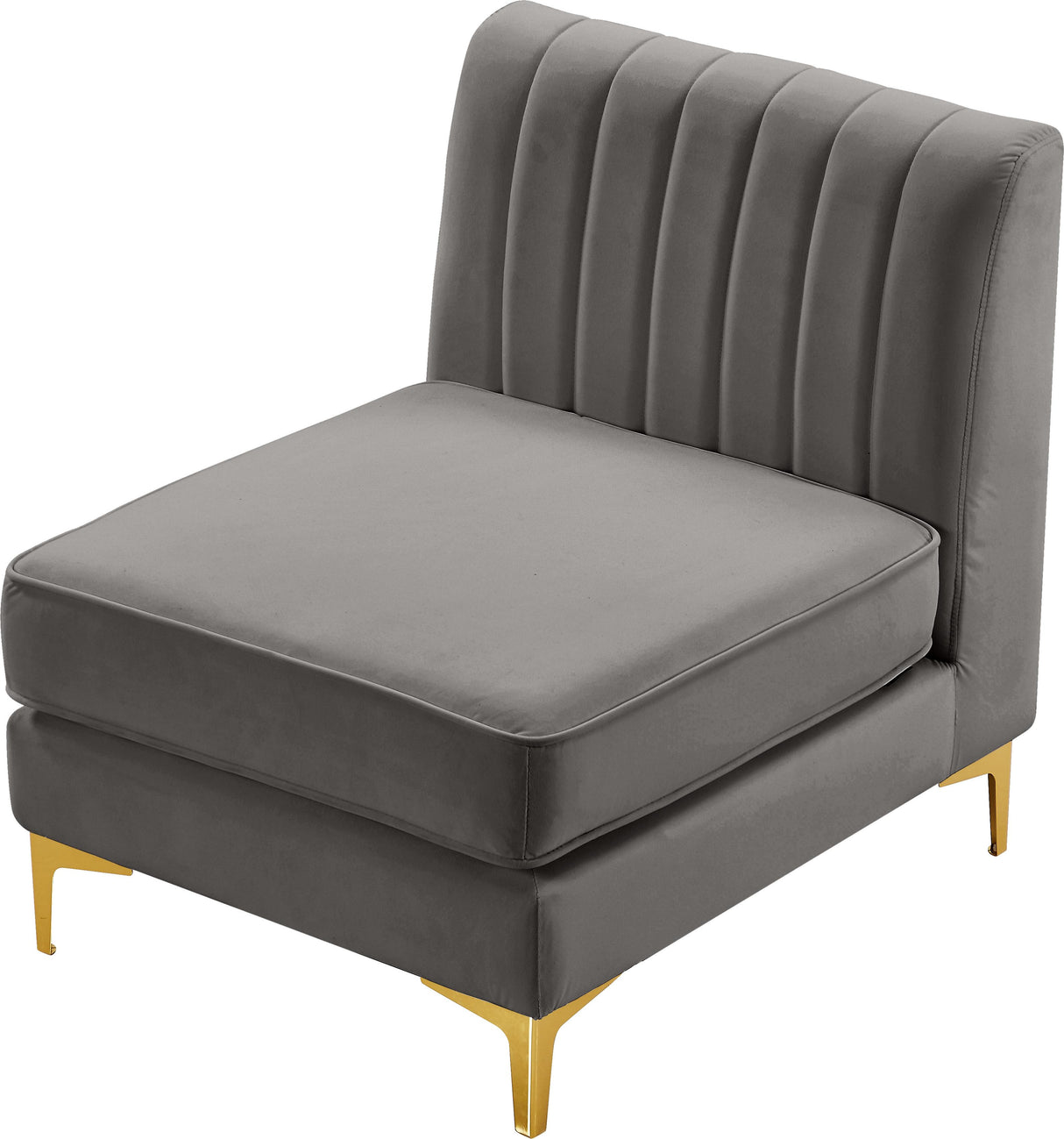 Alina Grey Velvet Armless Chair - galleria furniture outlet