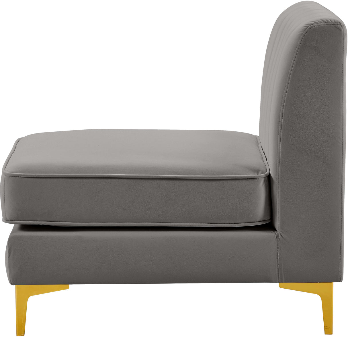 Alina Grey Velvet Armless Chair - galleria furniture outlet
