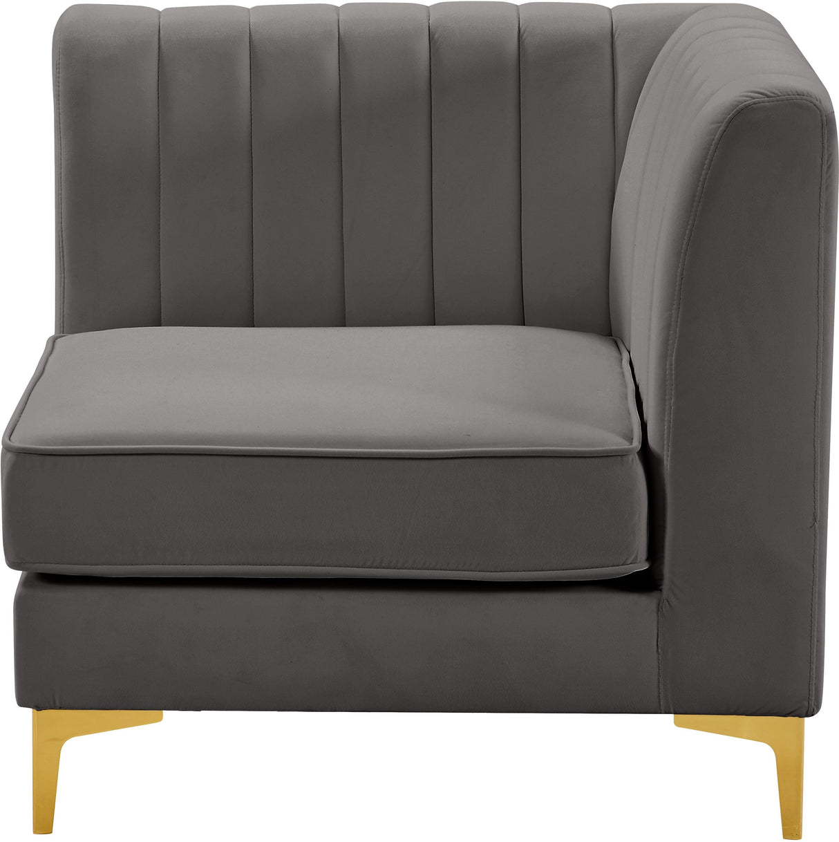 Alina Grey Velvet Corner Chair - galleria furniture outlet