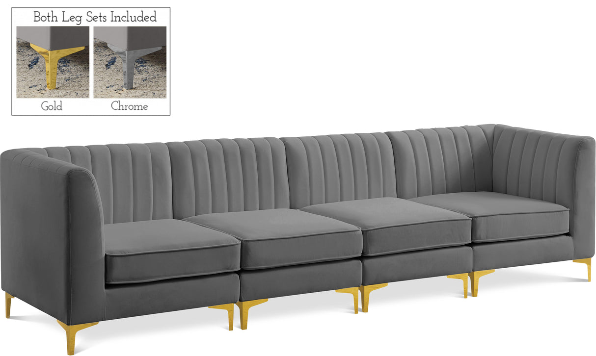 Alina Grey Velvet Modular Sofa - galleria furniture outlet