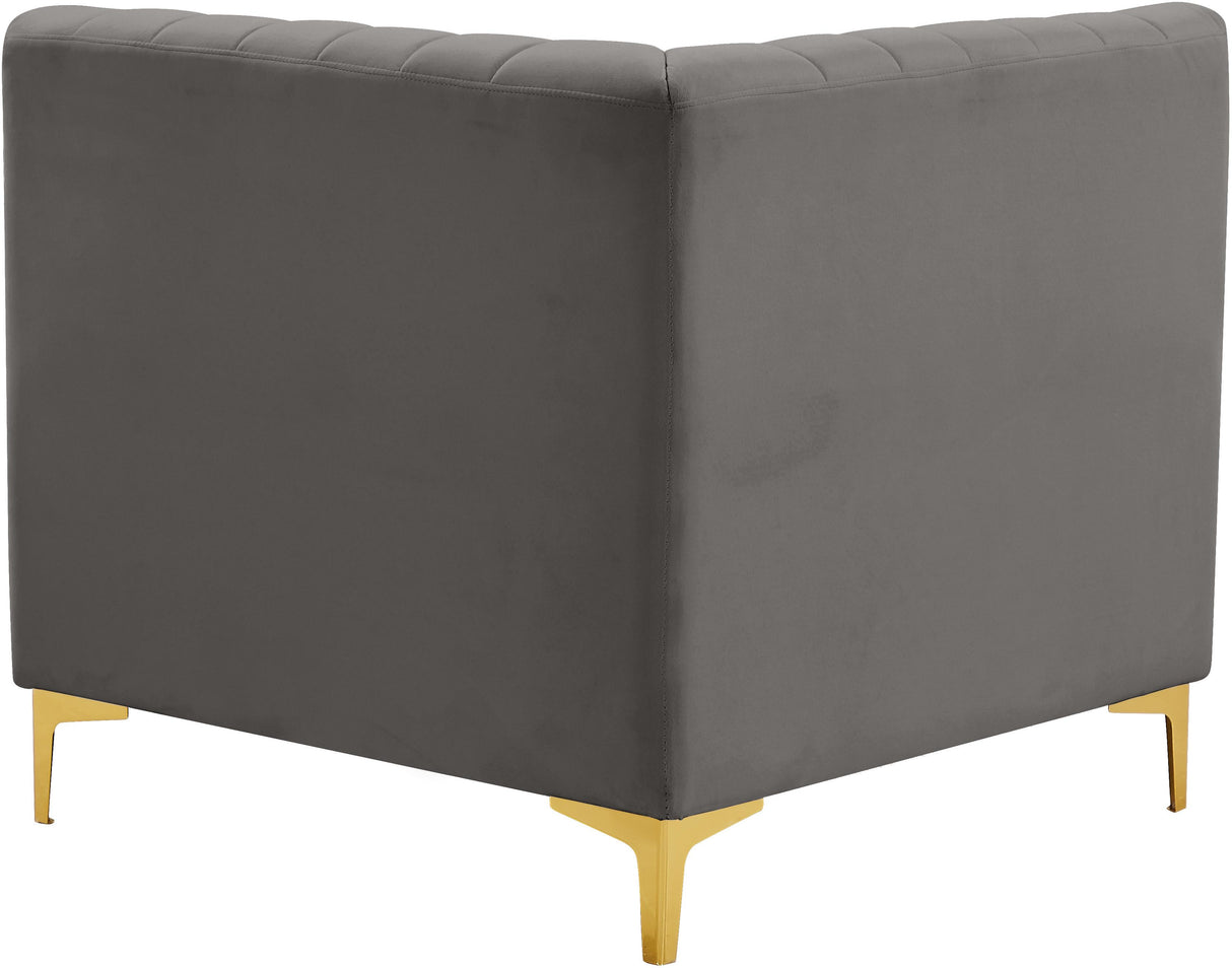 Alina Grey Velvet Corner Chair - galleria furniture outlet