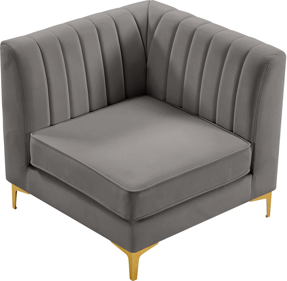 Alina Grey Velvet Corner Chair - galleria furniture outlet