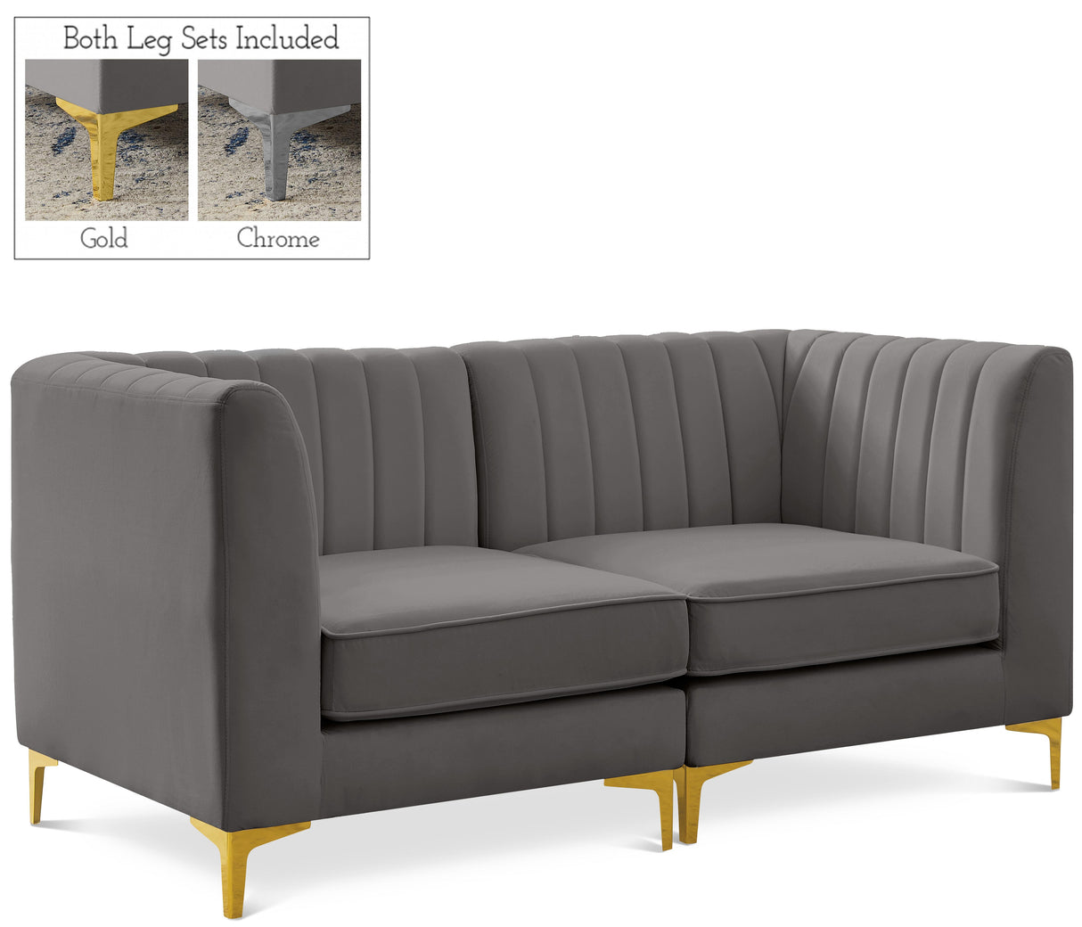 Alina Grey Velvet Modular Sofa - galleria furniture outlet