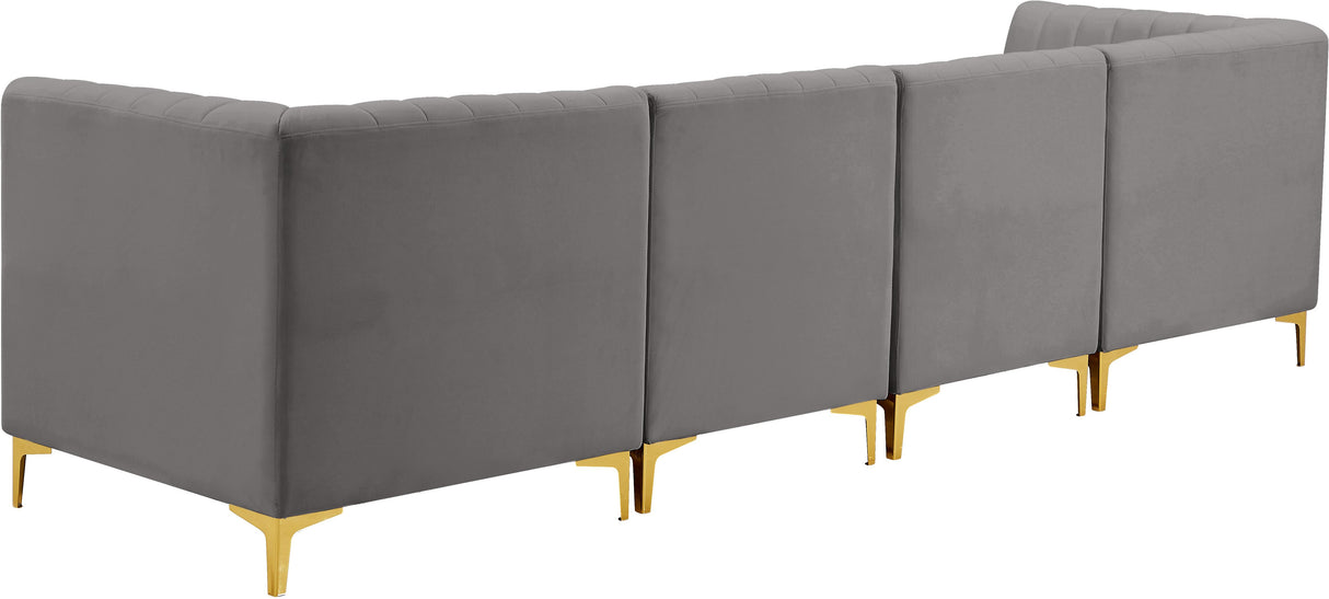Alina Grey Velvet Modular Sofa - galleria furniture outlet