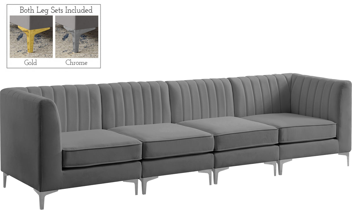 Alina Grey Velvet Modular Sofa - galleria furniture outlet