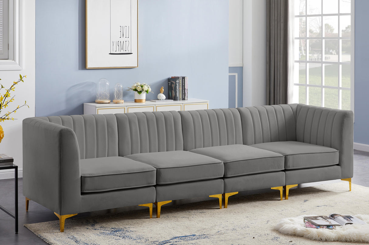 Alina Grey Velvet Modular Sofa - galleria furniture outlet