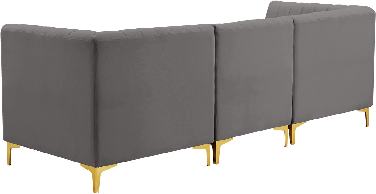 Alina Grey Velvet Modular Sofa - galleria furniture outlet