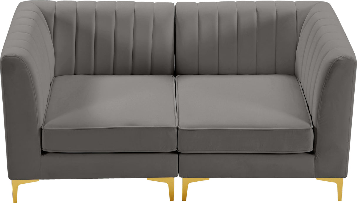Alina Grey Velvet Modular Sofa - galleria furniture outlet