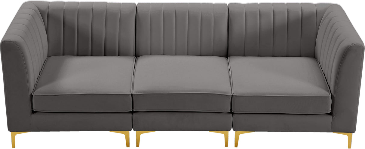 Alina Grey Velvet Modular Sofa - galleria furniture outlet