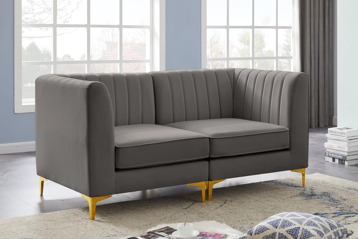 Alina Grey Velvet Modular Sofa - galleria furniture outlet
