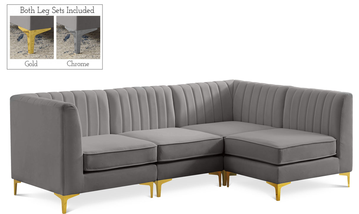 Alina Grey Velvet Modular Sectional - galleria furniture outlet