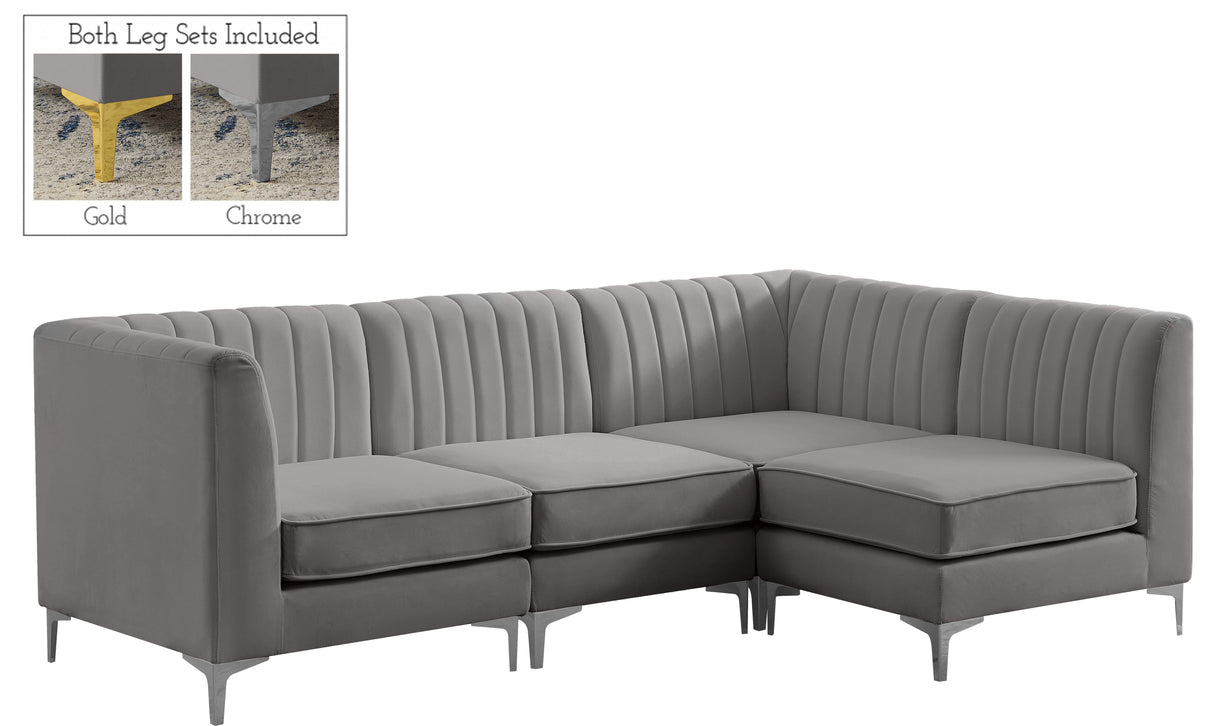 Alina Grey Velvet Modular Sectional - galleria furniture outlet
