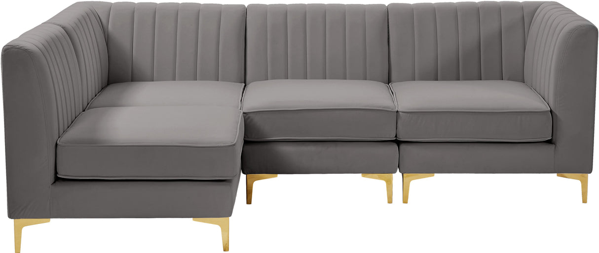 Alina Grey Velvet Modular Sectional - galleria furniture outlet