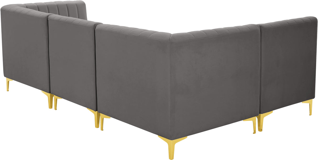 Alina Grey Velvet Modular Sectional - galleria furniture outlet