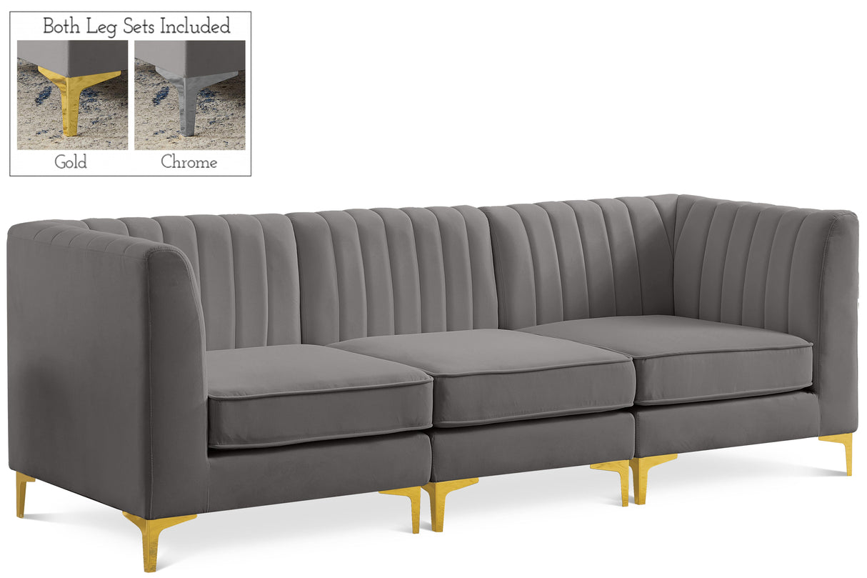 Alina Grey Velvet Modular Sofa - galleria furniture outlet