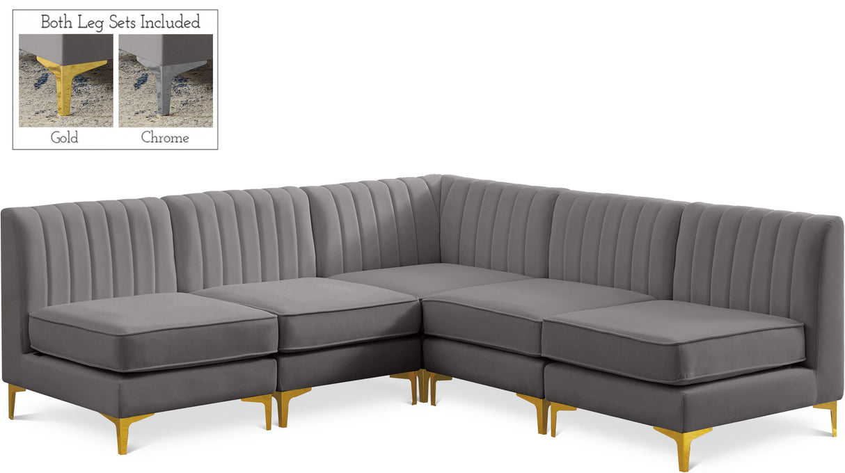 Alina Grey Velvet Modular Sectional - galleria furniture outlet