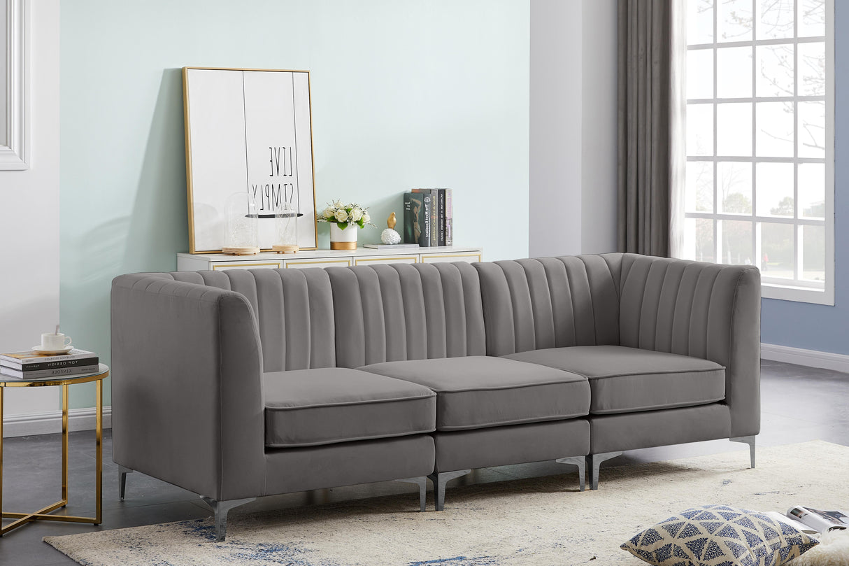 Alina Grey Velvet Modular Sofa - galleria furniture outlet