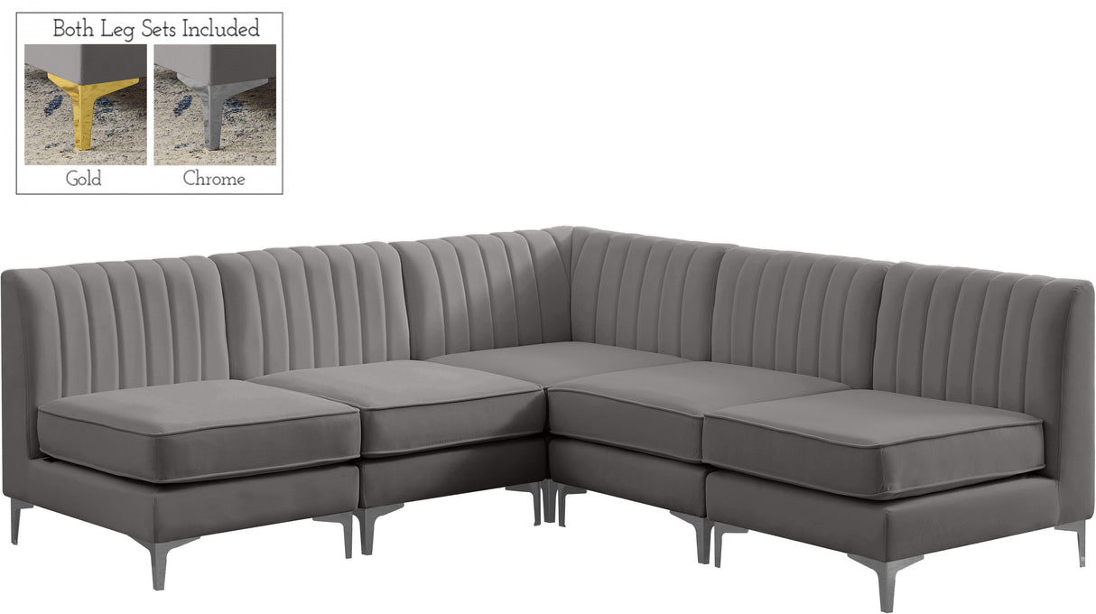 Alina Grey Velvet Modular Sectional - galleria furniture outlet