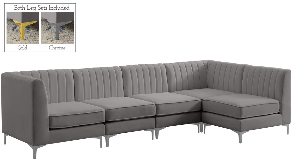 Alina Grey Velvet Modular Sectional - galleria furniture outlet