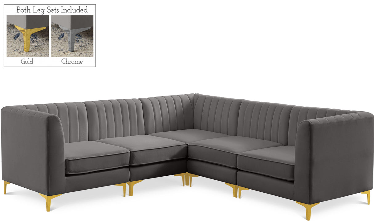 Alina Grey Velvet Modular Sectional - galleria furniture outlet