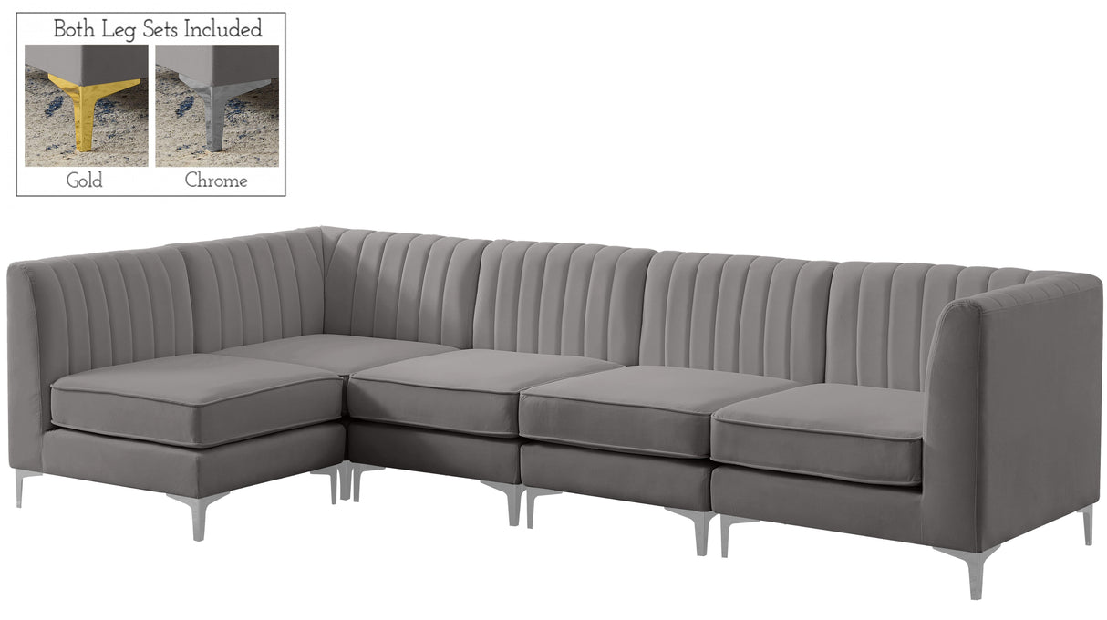 Alina Grey Velvet Modular Sectional - galleria furniture outlet